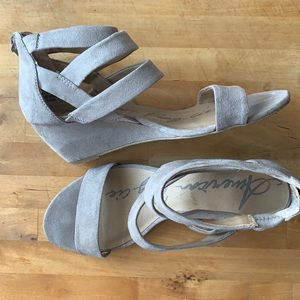Strapy gray wedges